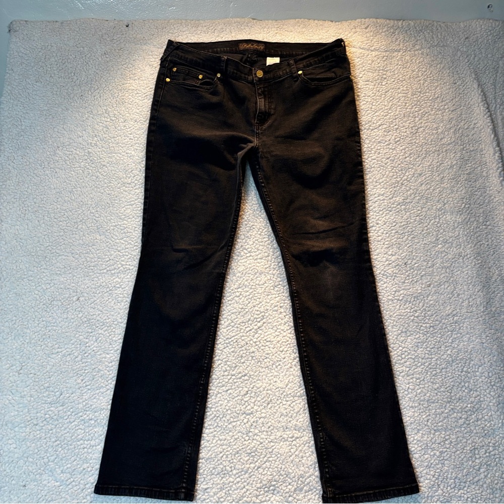 Fabulosity by Kimora Simmons Black Stretch Straight Denim Jeans 34x29 Y2K